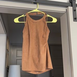 Camel brown suede halter top